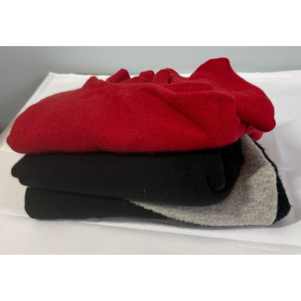 100% Cashmere Bundle Womens Sweaters Lot of 3 Red/Black/Gray Flawed Crafters